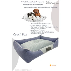 Couch Box Kedi Köpek Yatağı Yıkanabilir Fermuarlı Astarlı Elyaf Dolgu