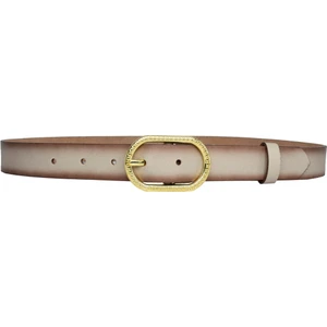 Goderi Deri, Gold Oval Tokalı 3 cm Vizon Kadın Kemeri; Elbise, Pantolon Kemeri=3cm-Kdn-32