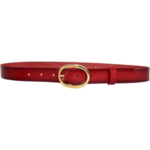 Goderi Deri, Gold Oval Tokalı 3 cm Kırmızı Kadın Kemeri; Elbise, Pantolon Kemeri=3cm-Kdn-36