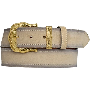 Goderi Deri, Gold Takım Tokalı 4 cm Süet Krem Kadın Kemeri; Kot, Spor Kemer
