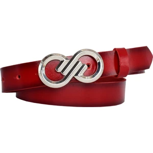 Goderi Deri, Gümüş Tokalı 3 cm Kırmızı Kadın Kemeri; Elbise, Pantolon Kemeri