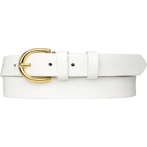 Goderi Deri Gold Tokalı Süt Beyaz Ince Kadın Kemeri, 3cm=3cm-Kdn-02