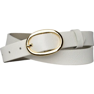 Goderi   Deri Gold Oval Tokalı Süt Beyaz Ince Kadın Kemeri, 3 Cm=3cm-Kdn-36