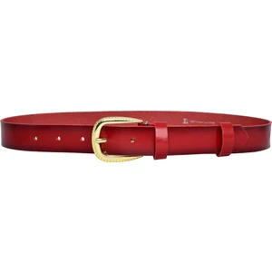 Goderi Deri, Gold Tokalı 3 cm Kırmızı Kadın Kemeri; Elbise, Pantolon Kemeri=3cm-Kdn-31