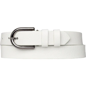 Goderi Deri Nikel Tokalı Süt Beyaz Ince Kadın Kemeri, 3cm=3cm-Kdn-21