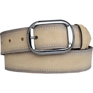 Goderi Deri, Nikel Tokalı 4 cm Süet Krem Kadın Kemeri; Kot, Spor Kemer