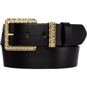 Goderi  Deri, Gold Takım Tokalı 4 cm Siyah Kadın Kemeri; Kot, Spor