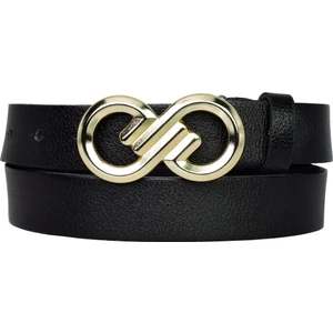 Goderi Deri, Gold Tokalı 3 cm Siyah Kadın Kemeri; Elbise, Pantolon Kemeri