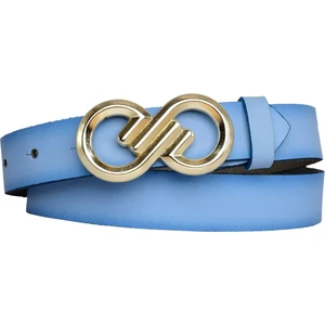 Goderi Deri, Gold Tokalı 3 cm Turkuaz Kadın Kemeri; Elbise, Pantolon Kemeri