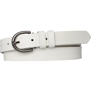 Goderi Deri Nikel Tokalı Süt Beyaz Ince Kadın Kemeri, 3cm=3cm-Kdn-03