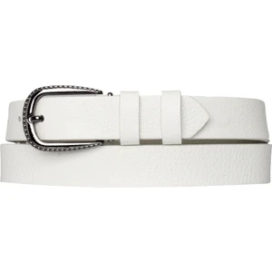 Goderi Deri Nikel Tokalı Süt Beyaz Ince Kadın Kemeri, 3 Cm=3cm-Kdn-30
