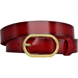 Goderi Deri, Gold Oval Tokalı 3 cm Kırmızı Kadın Kemeri; Elbise, Pantolon Kemeri=3cm-Kdn-32