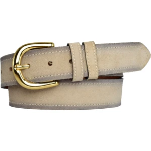 Goderi Deri, Gold Tokalı 4 cm Süet Krem Kadın Kemeri; Kot, Spor Kemer