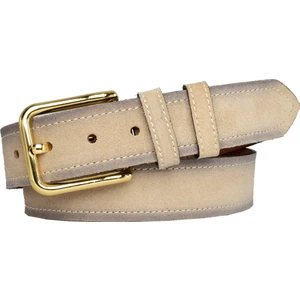 Goderi Deri, Gold Tokalı 4 cm Süet Krem Kadın Kemeri; Kot, Spor Kemer