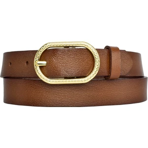 Goderi Deri, Gold Oval Tokalı 3 cm Kahverengi Kadın Kemeri; Elbise, Pantolon Kemeri=3cm-Kdn-32