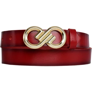 Goderi Deri, Gold Tokalı 3 cm Kırmızı Kadın Kemeri; Elbise, Pantolon Kemeri