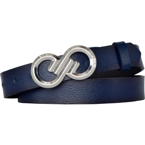 Goderi Deri, Gümüş Tokalı 3 cm Lacivert Kadın Kemeri; Elbise, Pantolon Kemeri