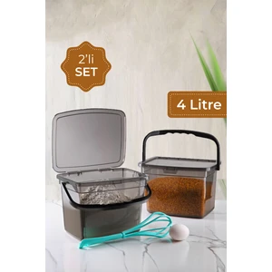 2li Kare Un Bakliyat Kabı 4 Litre Saklama Kutusu Antrasit