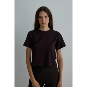 Suud Collection Acı Kahve Pamuklu Basic T-Shirt