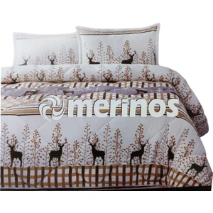 Comforter Deer Bej Çift Kişilik Yorgan Seti