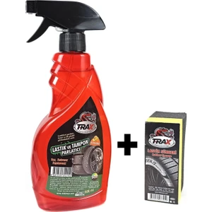 Oto Motto Trax Araba Lastik Parlatıcı Tampon Parlatıcı 500ML + Lastik Süngeri 2'li Set