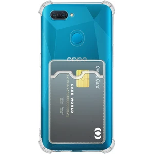 Case World Caseworld Oppo A5S Kapak Kamera Korumalı Kartlıklı Darbe Emici Özellikli Şeffaf Silikon Kılıf