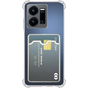 Case World Caseworld Vivo Y35 Kapak Kamera Korumalı Kartlıklı Darbe Emici Özellikli Şeffaf Silikon Kılıf