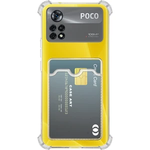 Caseart Xiaomi Poco X4 Pro Kapak Kamera Korumalı Kartlıklı Darbe Emici Özellikli Şeffaf Silikon Kılıf