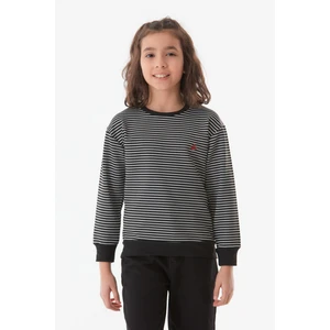 Çapa Nakışlı Çizgili Unisex Çocuk Sweatshirt