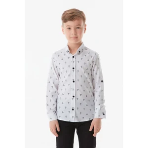 Çapa Desenli Kolu Katlamalı Erkek Çocuk Gömlek