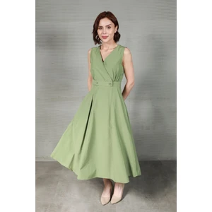 Kadın Kruvaze Kolsuz Terikoton Elbise - 35055