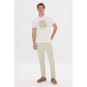 ALTINYILDIZ CLASSICS Erkek Beyaz Slim Fit Dar Kesim Pamuklu Baskılı Bisiklet Yaka Tişört