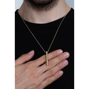 Takı Dükkanı Silindir Çubuk Bar Erkek Kolye Paslanmaz 65 cm Zincirli