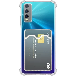 Kzy Vivo Y20S Kapak Kamera Korumalı Kartlıklı Darbe Emici Özellikli Şeffaf Silikon Kılıf