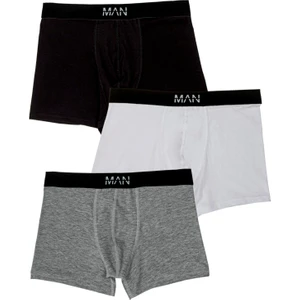For You Man 3'lü Gri Siyah Erkek Boxer