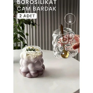 Isıya Dayanıklı Borosilikat Bubble Bardak Dekoratif Sunum  Kahve Kokteyl Bardağı 350 ml