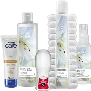 Senses White Lily Zambak Kokulu Nemlendirici ve Ferahlatıcı Banyo Seti, 975 ml – El Kremi, Roll-on, Duş Jeli, Vücut Spreyi, Köpük