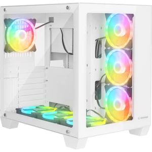 Icewave Beyaz Temperli Camlı 7*12CM Argb Fan+Kontrolcü Transparan E-Atx Mid-T Gaming Oyuncu Kasası