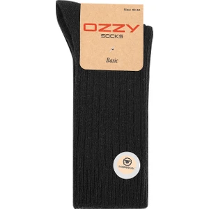 Ozzy Socks 1 Çift Kışlık Gri Erkek Lambswool Yünlü Uyku Çorabı Soft Touch
