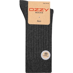 Ozzy Socks 1 Çift Kışlık Gri Erkek Lambswool Yünlü Uyku Çorabı Soft Touch