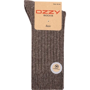 Ozzy Socks 1 Çift Kışlık Gri Erkek Lambswool Yünlü Uyku Çorabı Soft Touch