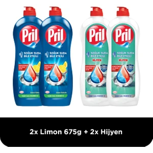 Elde Yıkama Bulaşık Deterjanı 4 x 675g 2 Limon 5 Etki Kendinden Yağ Çözme Etkisi + 2 Hijyen