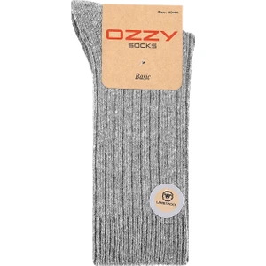 Ozzy Socks 1 Çift Kışlık Gri Erkek Lambswool Yünlü Uyku Çorabı Soft Touch
