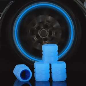 Threestep Fosforlu Floresan LED Mavi Pilsiz Araba Motorsiklet Lastik Sibop Kapaği (2 Adet)