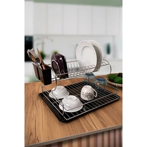 2 Katlı Decor Metal Gri  Paslanmaz Bulaşıklık Tabaklık