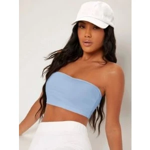 Straplez Bebe Mavisi Crop Büstiyer