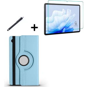 Samsung Galaxy Tab A9 Plus 11 Inç 360° Dönebilen Standlı Tablet Kılıfı Ekran Koruyucu ve Kalem Seti
