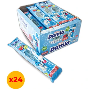 Damla Sour Tubes Licorice Ahududu-Böğürtlenli Jel Şeker Poşet 30 Gr X 24 Adet Kutulu