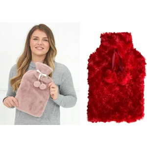 Sıcak Su Torbası Kırmızı Renkli,ponponlu Termofor 26X17X2CM 1 Litre