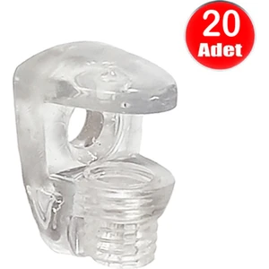 Alet Çantam Şeffaf Cam Tutucu Duvar Raf Altı Kıskacı Etejer Ayağı - 20 Adet